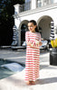 Cream and Red Wide Striped Nightgown