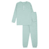 Blue Speckled Mock Button Pajama Set