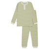 Green and Cream Mock Button Pajamas