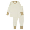 Cream and Sand Long Cuff Pajama Set