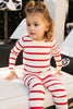 Cream and Red Wide Striped Pajama Set