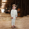 Green and Cream Mock Button Pajamas