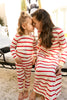 Cream and Red Wide Striped Pajama Set