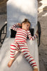 Cream and Red Wide Striped Pajama Set