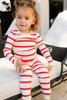 Cream and Red Wide Striped Pajama Set