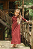 Colorblock V-Neck Nightgown, Claret & Blush