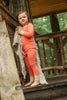 Colorblock V-Neck Pajamas, Persimmon & Cream