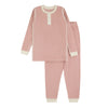 Contrast-Stitch Poly Henley Pajamas, Rosewater