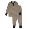 Hairline Stripe Henley Pajamas, Oatmeal & Navy