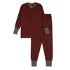 Colorblock V-Neck Pajamas, Claret & Slate