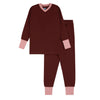 Colorblock V-Neck Pajamas, Claret & Blush