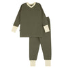 Colorblock V-Neck Pajamas, Fernwood & Cream