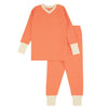 Colorblock V-Neck Pajamas, Persimmon & Cream