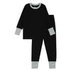 Classic Black with Black and White Striped Cuff Pajama Set