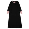 Classic Black with Pink and White Striped Cuff Nightgown